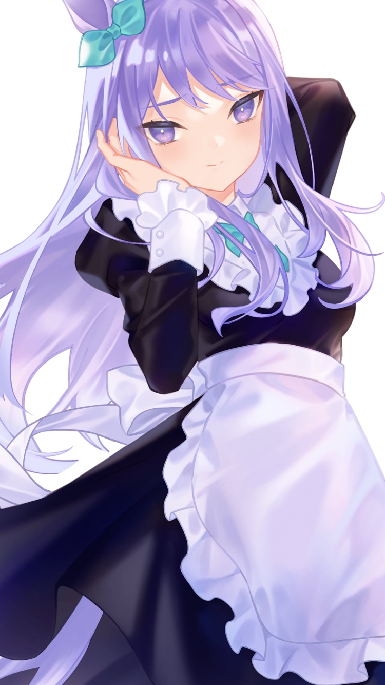 髪をおさえるメイド姿のメジロマックイーン / ウマ娘プリティーダービーの750 x 1334 / スマホ壁紙