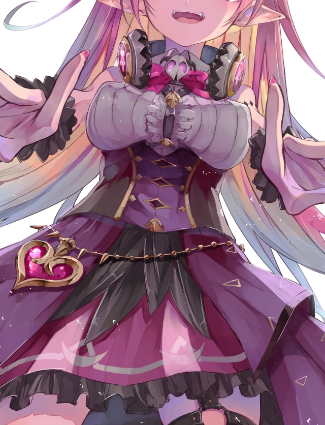 両手でポーズをとる魔乃アロエ / ホロライブ / バーチャルYouTuber / Vtuberの640 x 836 / スマホ壁紙