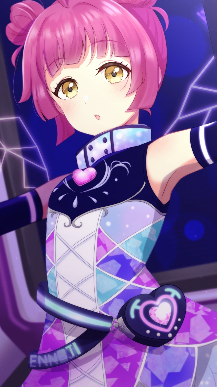 ステージ上で両手を挙げて変なポーズを取る天王寺璃奈 / 虹ヶ咲学園スクールアイドル同好会の750 x 1334 / スマホ壁紙