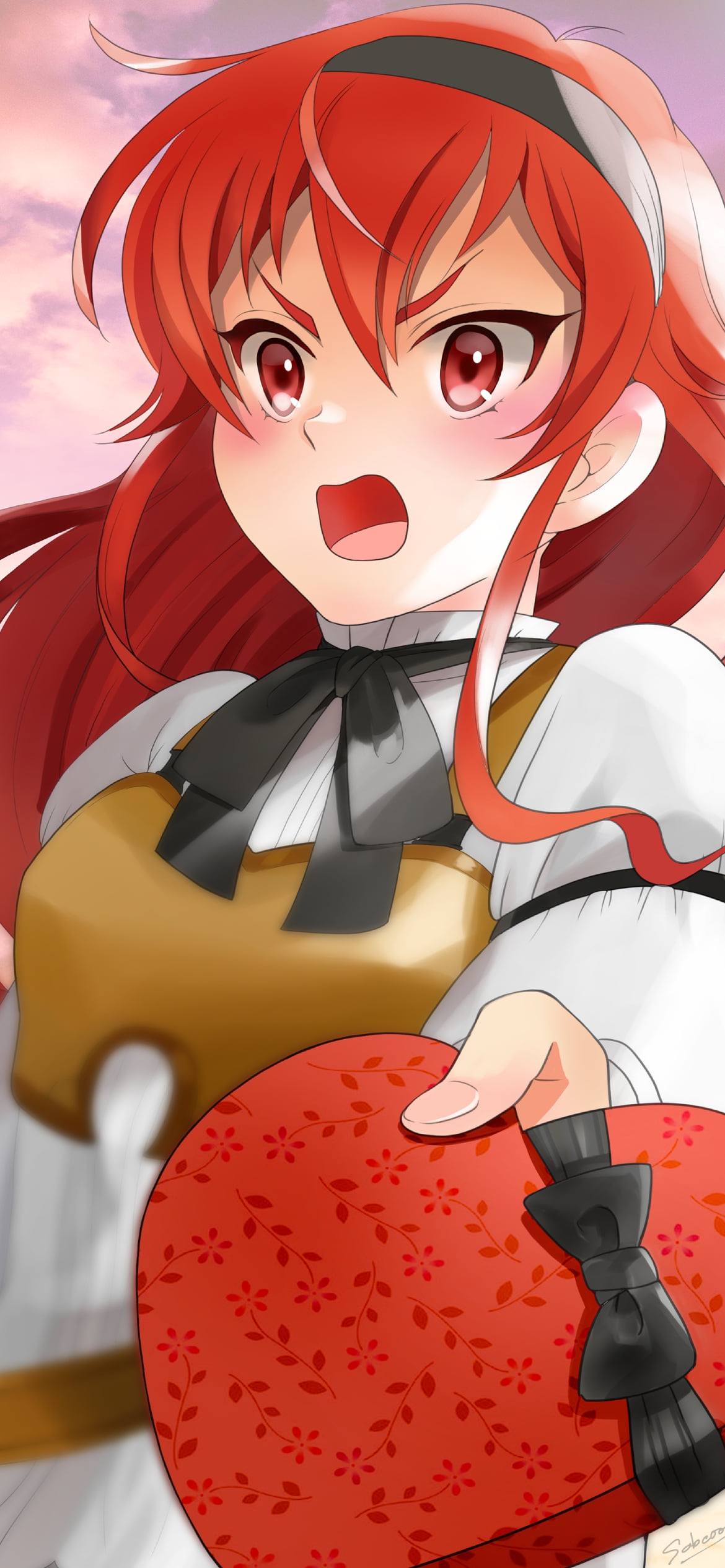 照れながらバレンタインのチョコを差し出すエリス・ボレアス・グレイラット / 無職転生の1170 x 2532 / スマホ壁紙