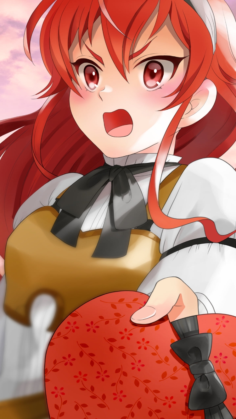 照れながらバレンタインのチョコを差し出すエリス・ボレアス・グレイラット / 無職転生の750 x 1334 / スマホ壁紙