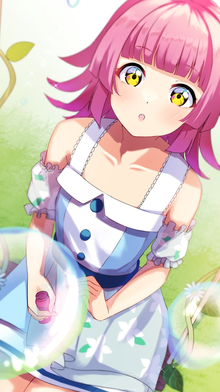 沢山のシャボン玉と可愛い天王寺璃奈 / 虹ヶ咲学園スクールアイドル同好会の750 x 1334 / スマホ壁紙