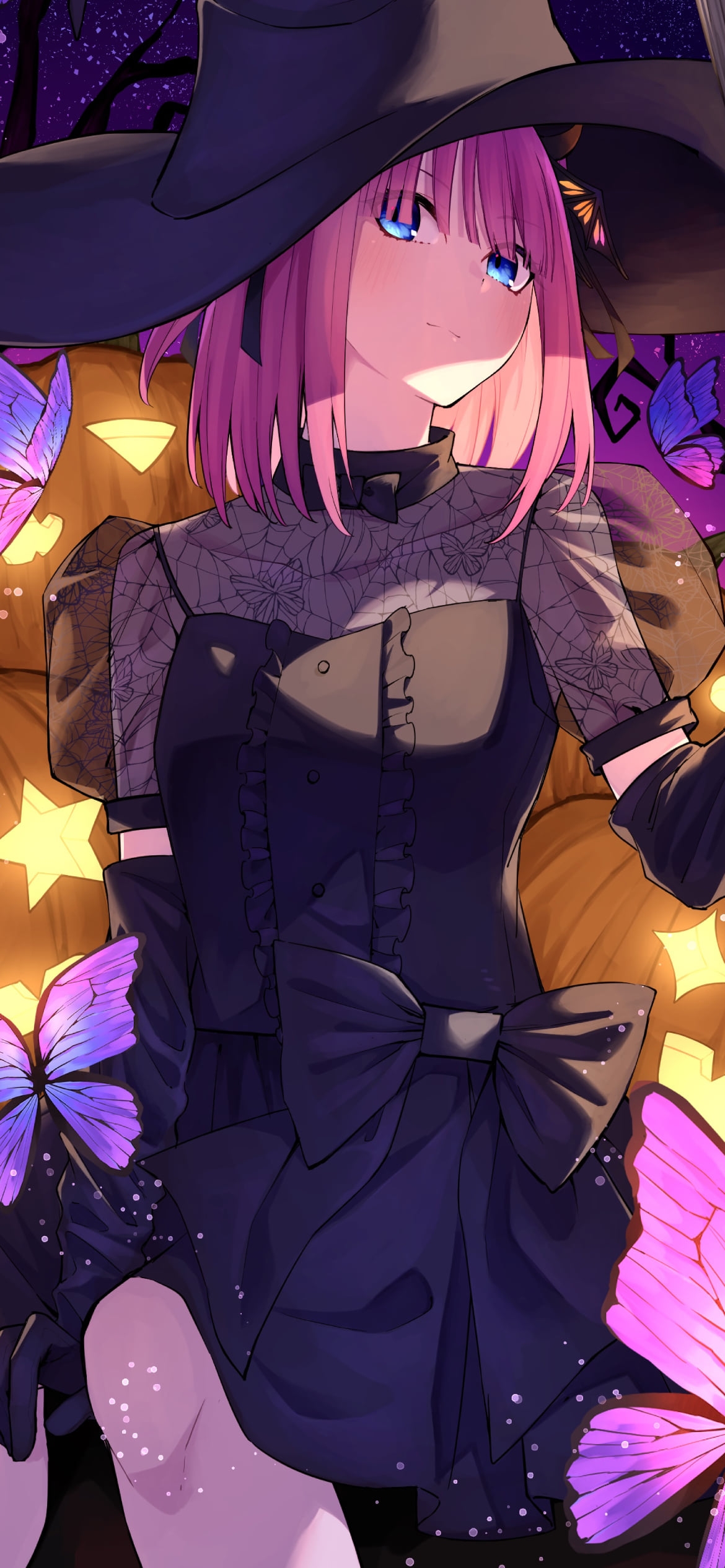 魔女のコスをしている中野二乃 / ハロウィン / 五等分の花嫁の1170 x 2532 / スマホ壁紙