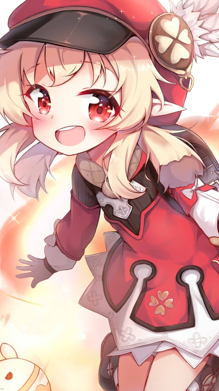 ジャンプするクレーとドドコ / 原神の750 x 1334 / スマホ壁紙