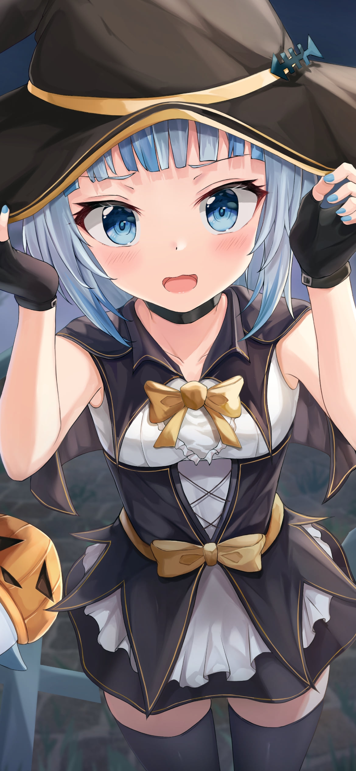 魔女のコスをした帽子をおさえる可愛いがうる・ぐら / ホロライブ / バーチャルYouTuber / Vtuberの1170 x 2532 / スマホ壁紙
