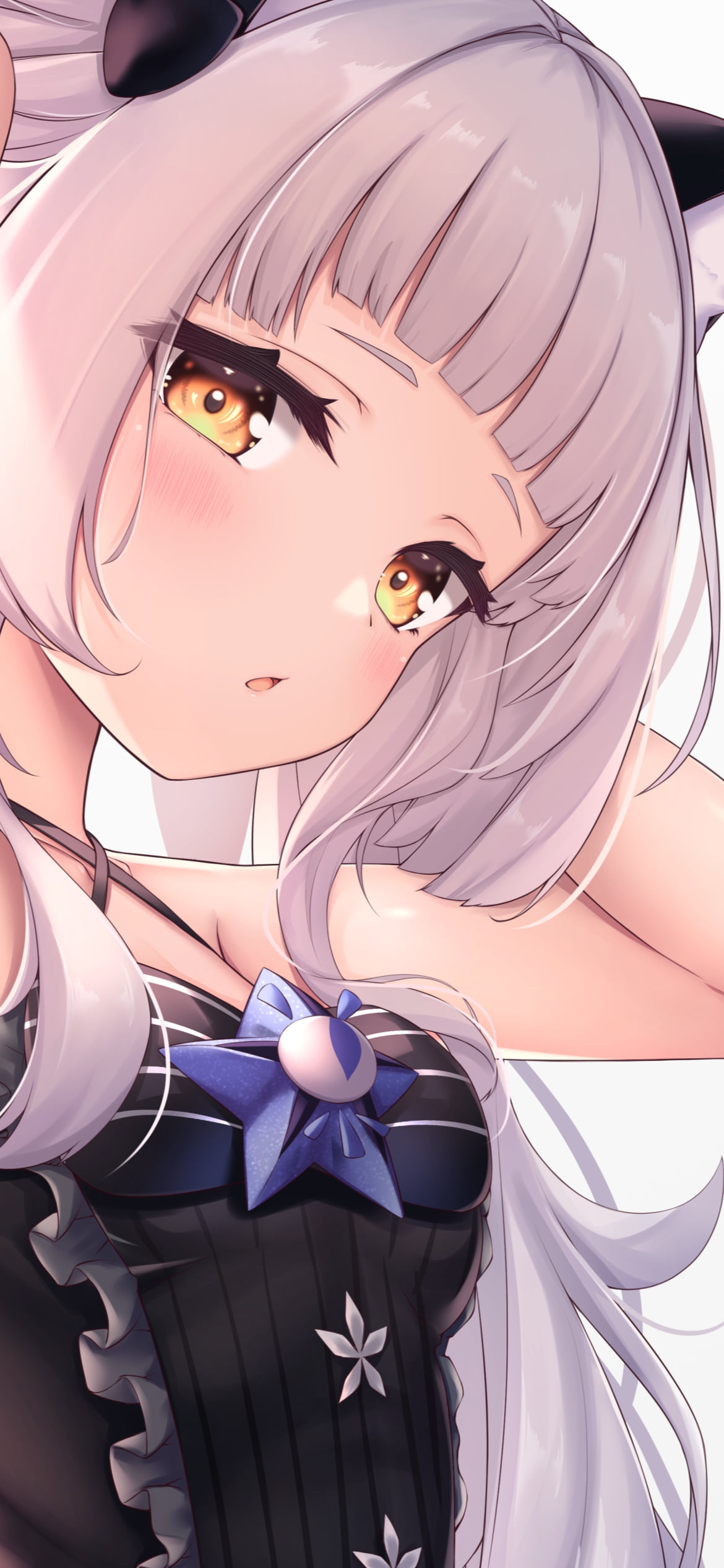 髪を結わく紫咲シオン / ホロライブ / バーチャルYouTuber / Vtuberの1170 x 2532 / スマホ壁紙