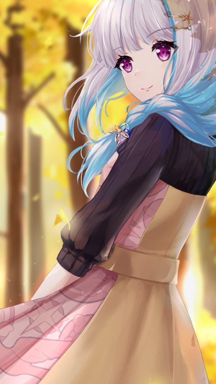 銀杏の並木道とリゼ・ヘルエスタ / にじさんじ / バーチャルYouTuber / Vtuberの750 x 1334 / スマホ壁紙