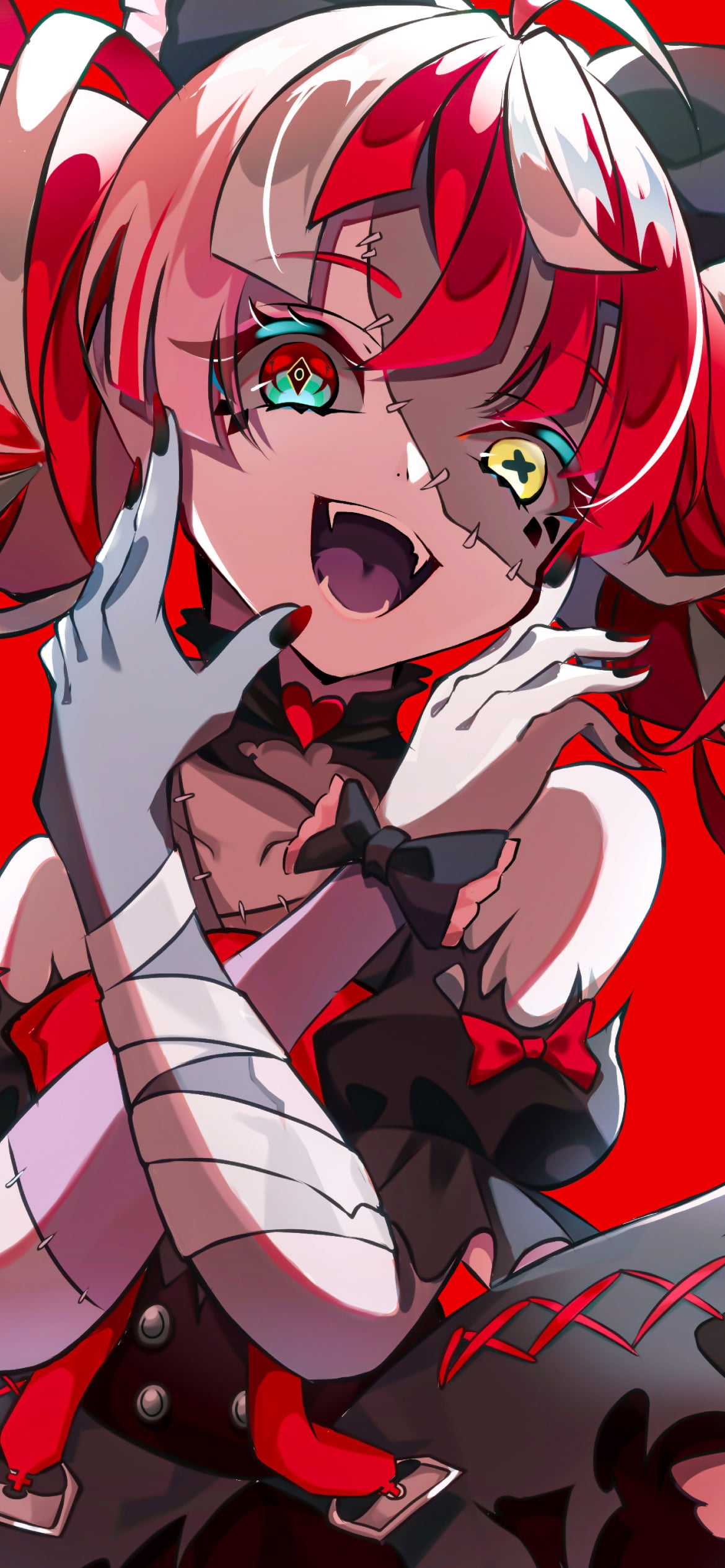 両手をクロスして高笑いするクレイジー・オリー / ホロライブ / バーチャルYouTuber / Vtuberの1170 x 2532 / スマホ壁紙