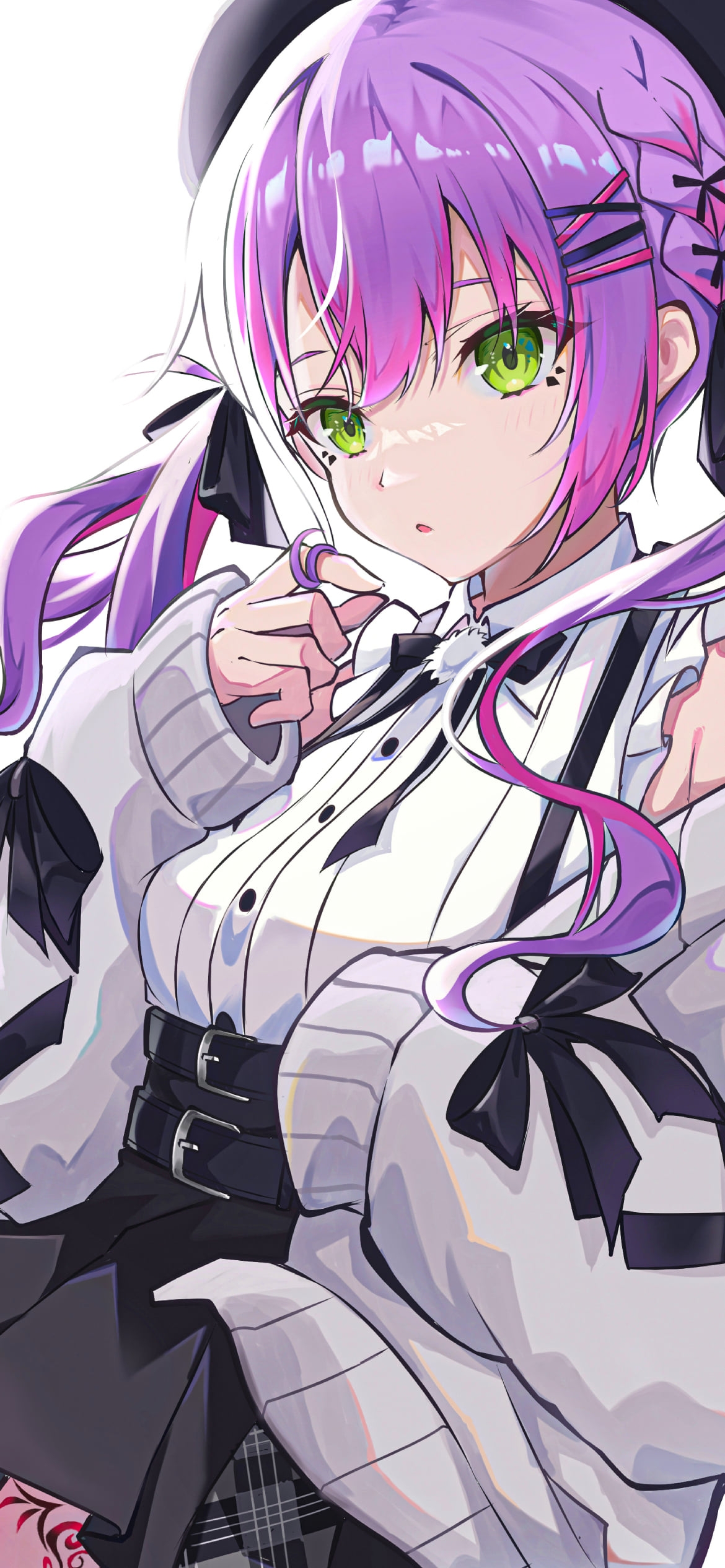 指で髪をクルクルさせる可愛い常闇トワ / ホロライブ / バーチャルYouTuber / Vtuberの1170 x 2532 / スマホ壁紙
