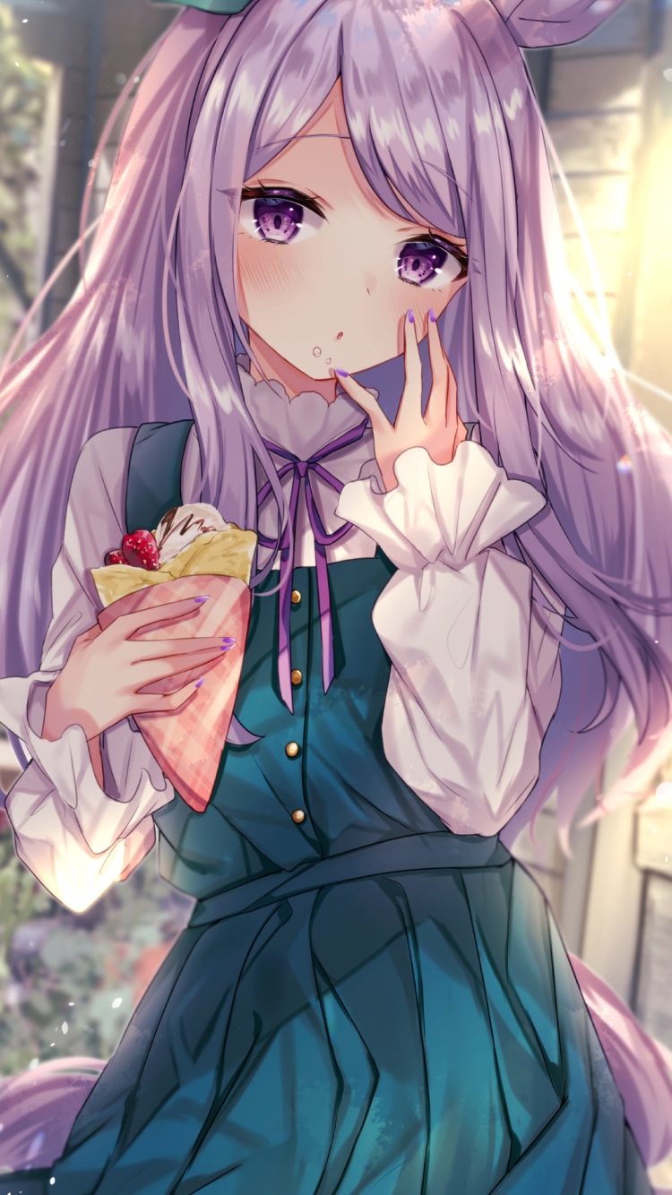 苺のクレープを食べるメジロマックイーン / ウマ娘プリティーダービーの750 x 1334 / スマホ壁紙