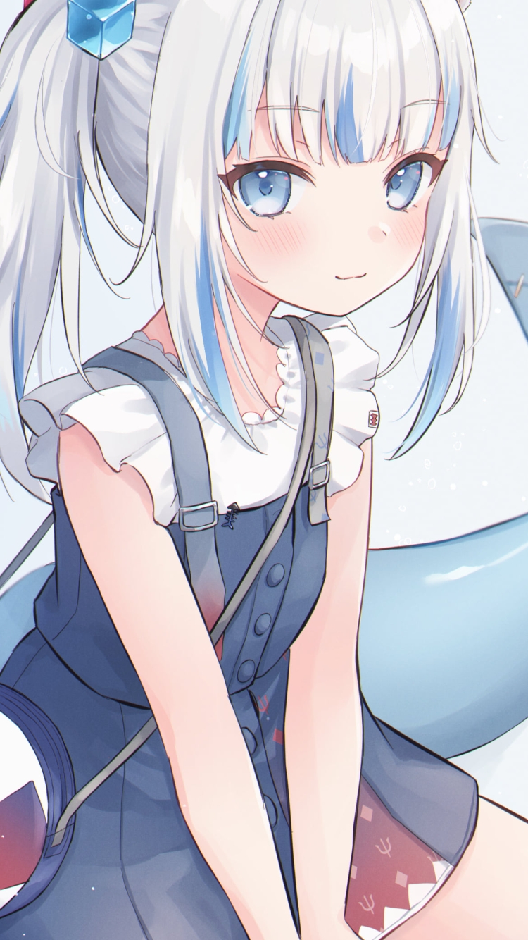 ちょこんと座る可愛いがうる・ぐら / ホロライブ / バーチャルYouTuber / Vtuberの750 x 1334 / スマホ壁紙