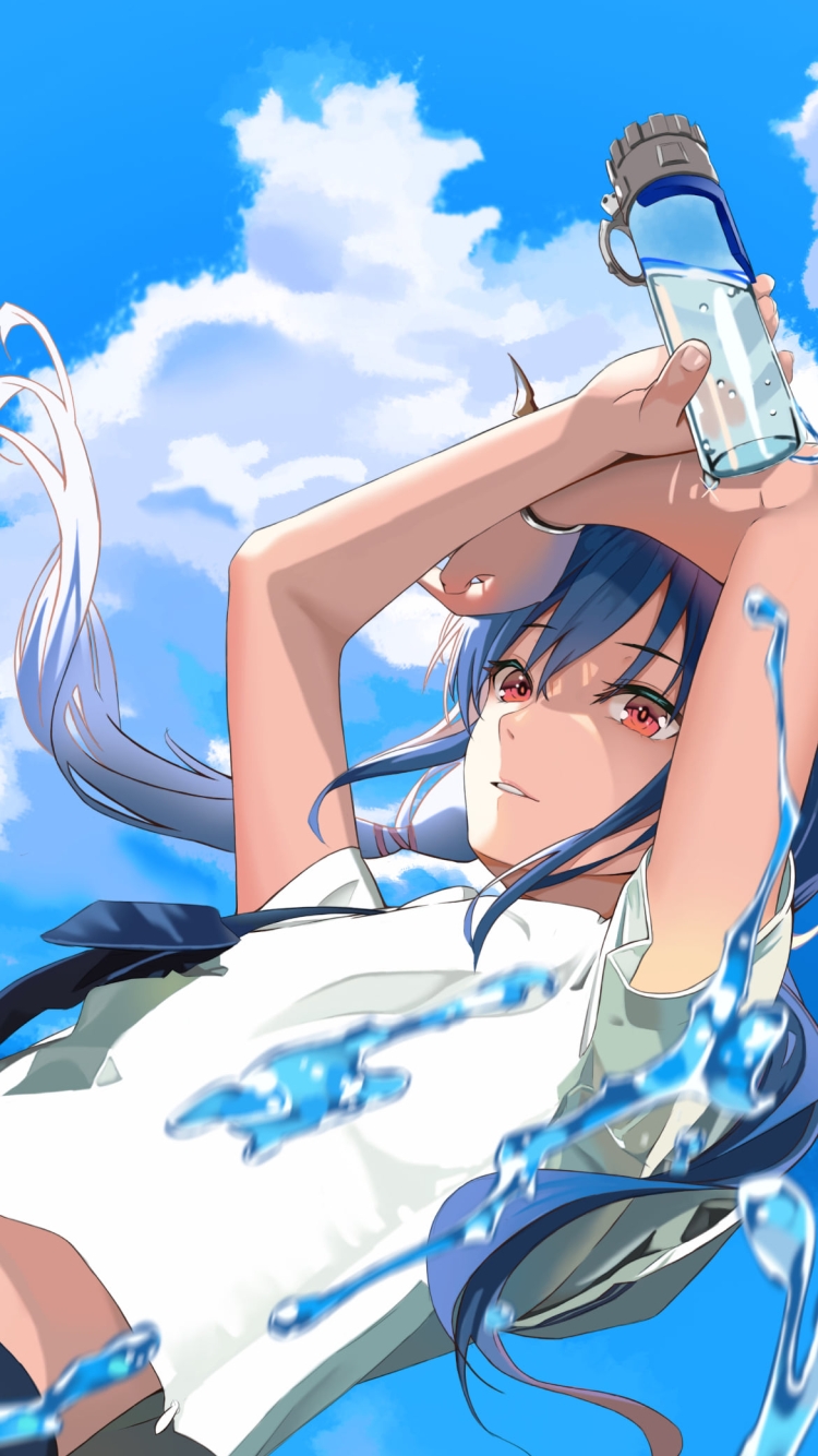 水が入ったボトルを持つチェン / アークナイツの750 x 1334 / スマホ壁紙