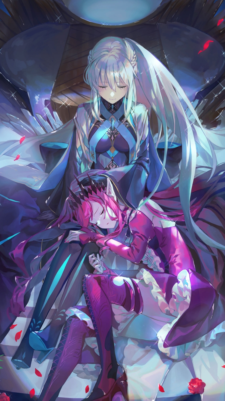 モルガンの膝枕で眠るバーヴァン・シー / fate/grand orderの750 x 1334 / スマホ壁紙