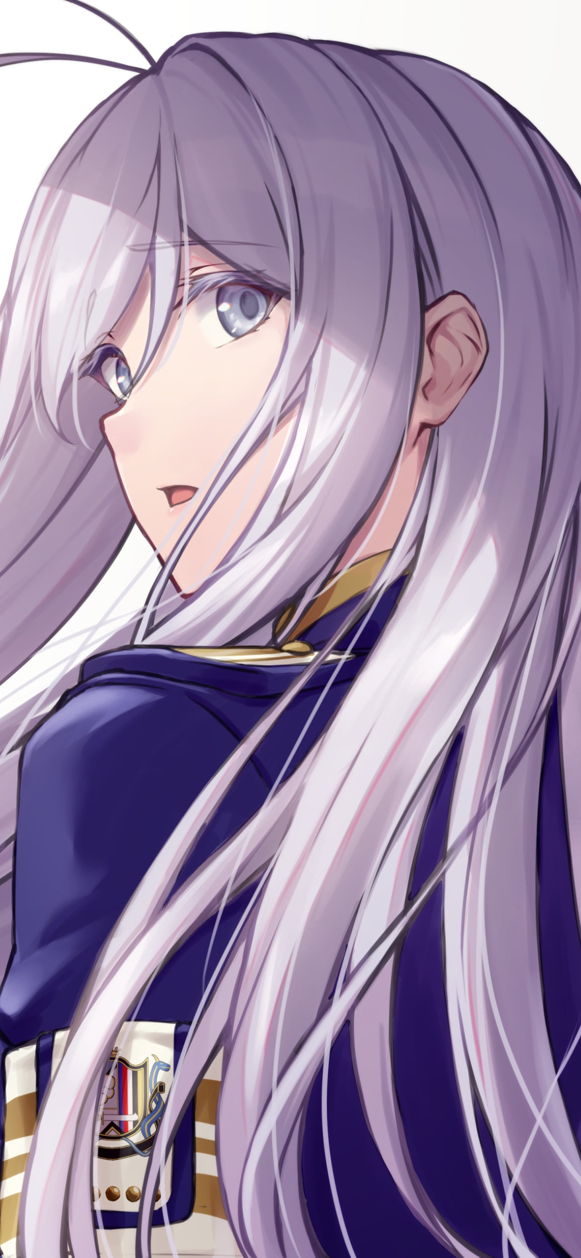こちらに振り向くヴラディレーナ・ミリーゼ / 青い服 / 86―エイティシックスの1170 x 2532 / スマホ壁紙