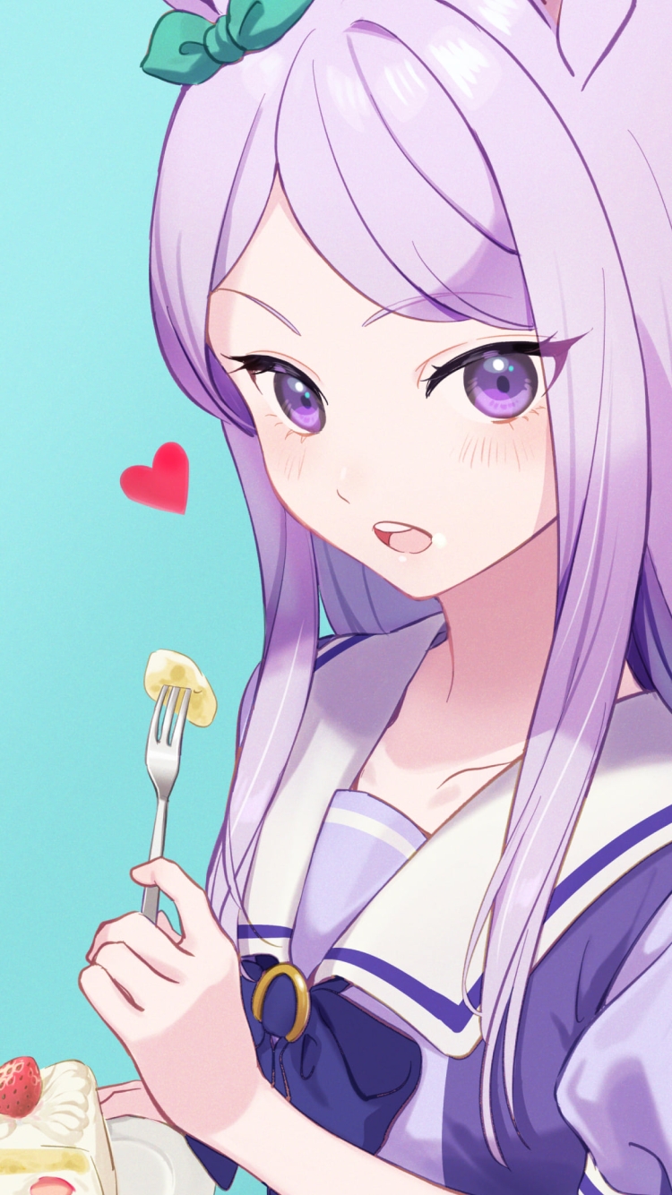 苺のショートケーキを食べる可愛いメジロマックイーン / ウマ娘プリティーダービーの750 x 1334 / スマホ壁紙