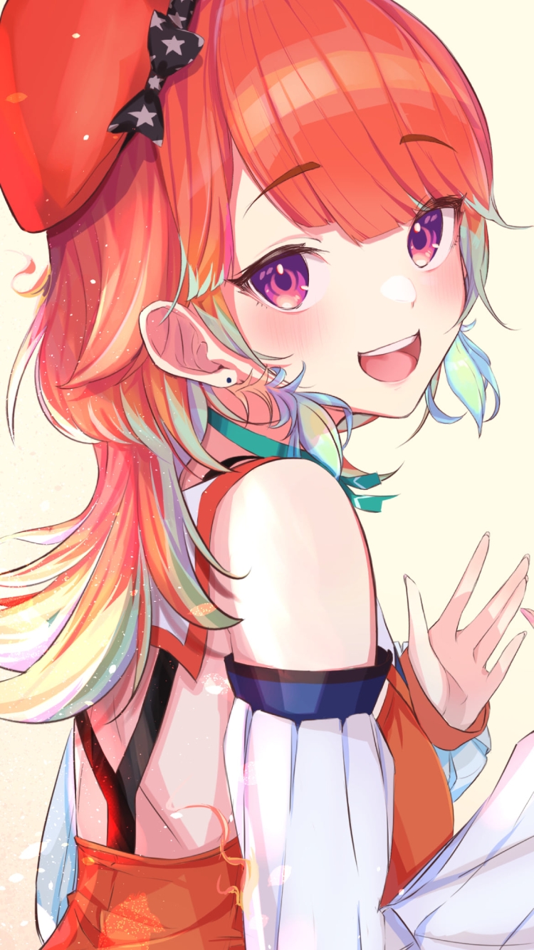 両手を広げて笑う小鳥遊キアラ / ホロライブ / バーチャルYouTuber / Vtuberの750 x 1334 / スマホ壁紙