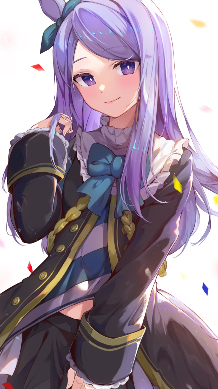 青・赤・黄色の紙吹雪が舞う中で微笑む可愛いメジロマックイーン / ウマ娘プリティーダービーの750 x 1334 / スマホ壁紙