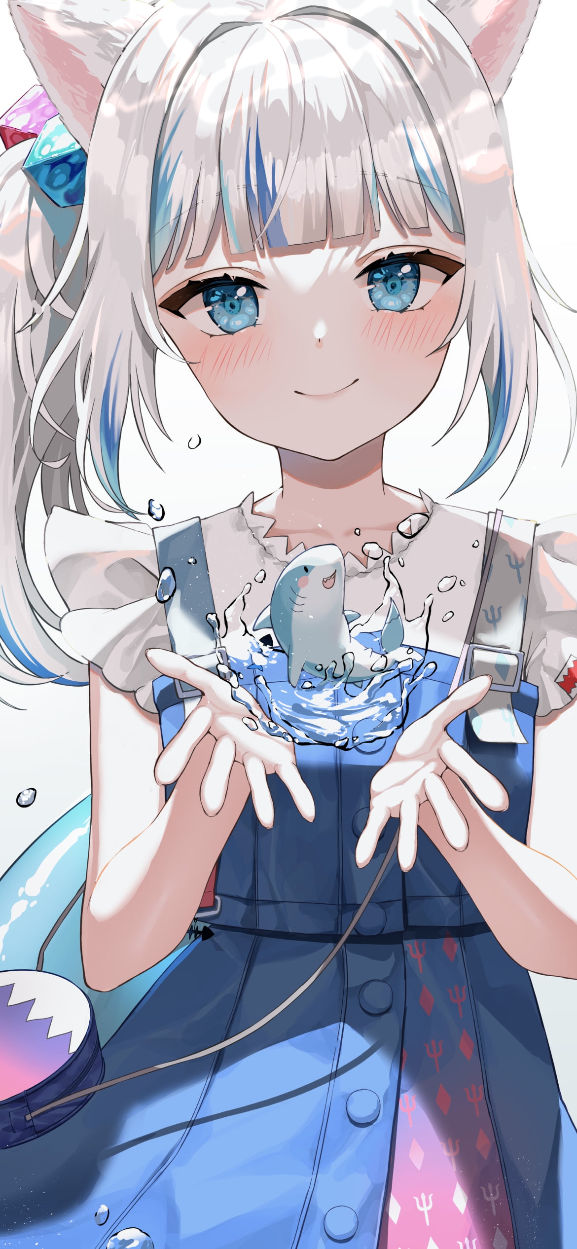 小さな鮫と両手を広げた可愛いがうる・ぐら / ホロライブ / バーチャルYouTuber / Vtuberの1170 x 2532 / スマホ壁紙