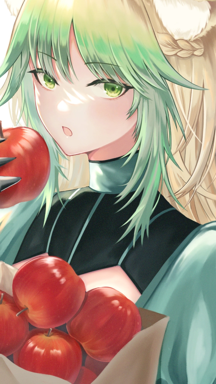 沢山の赤いリンゴが入った紙袋を抱えるアタランテ / fate/grand orderの750 x 1334 / スマホ壁紙