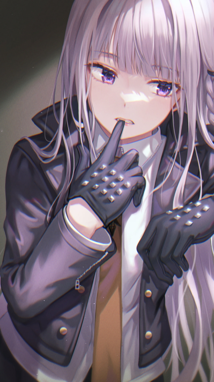 黒いごっつい手袋を噛む霧切響子（きりぎりきょうこ） / ダンガンロンパの750 x 1334 / スマホ壁紙