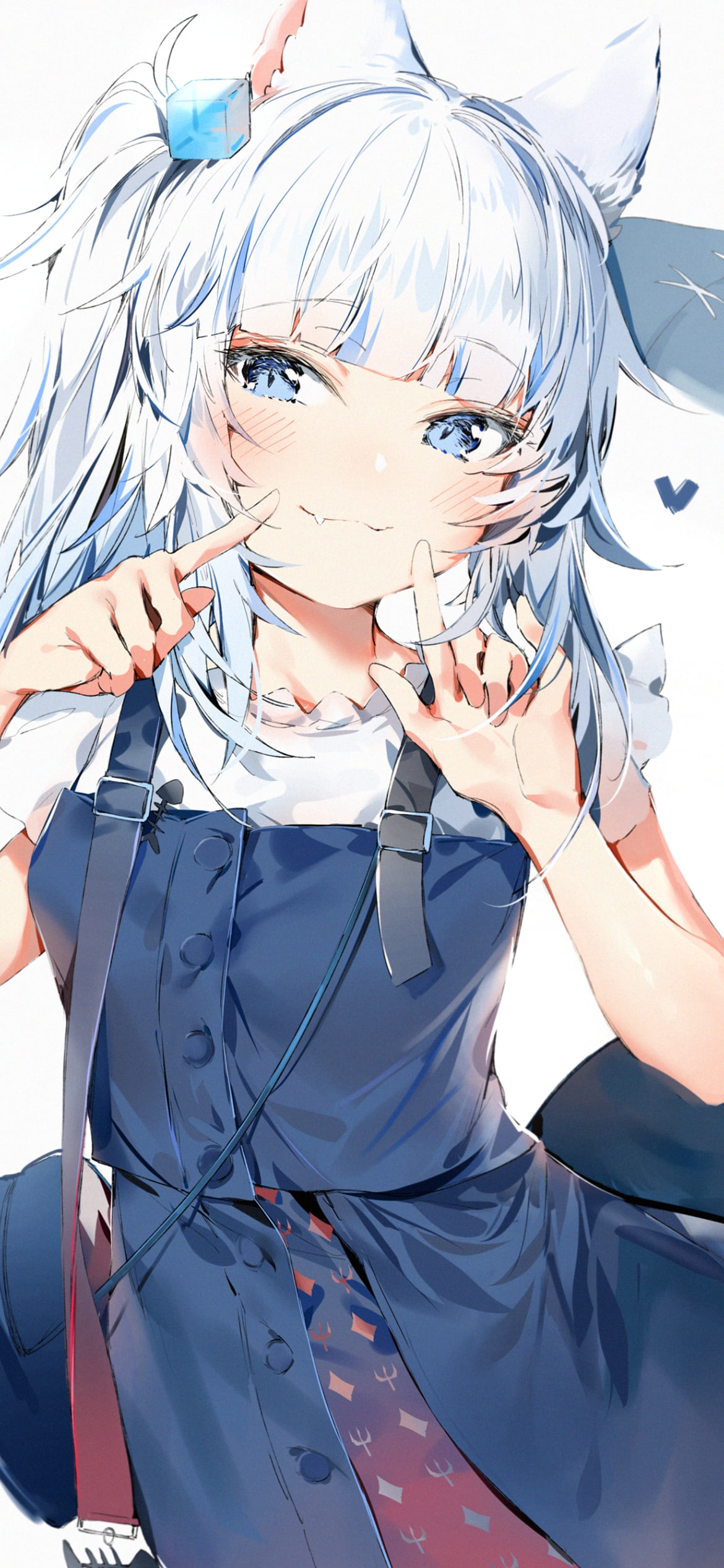 頬っぺたに指をあてて微笑むがうる・ぐら / ホロライブ / バーチャルYouTuber / Vtuberの1170 x 2532 / スマホ壁紙