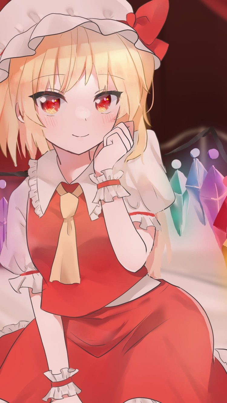 ブリブリのポーズをする可愛いフランドール・スカーレット / 東方の750 x 1334 / スマホ壁紙