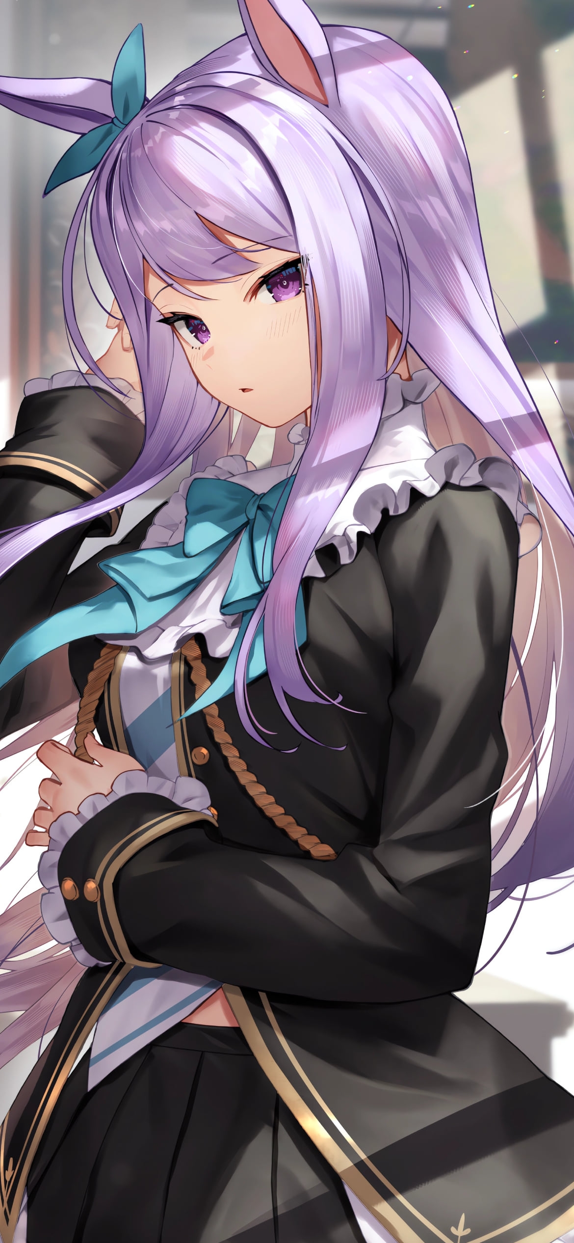 黒い衣装を着た綺麗なメジロマックイーン / ウマ娘プリティーダービーの1170 x 2532 / スマホ壁紙