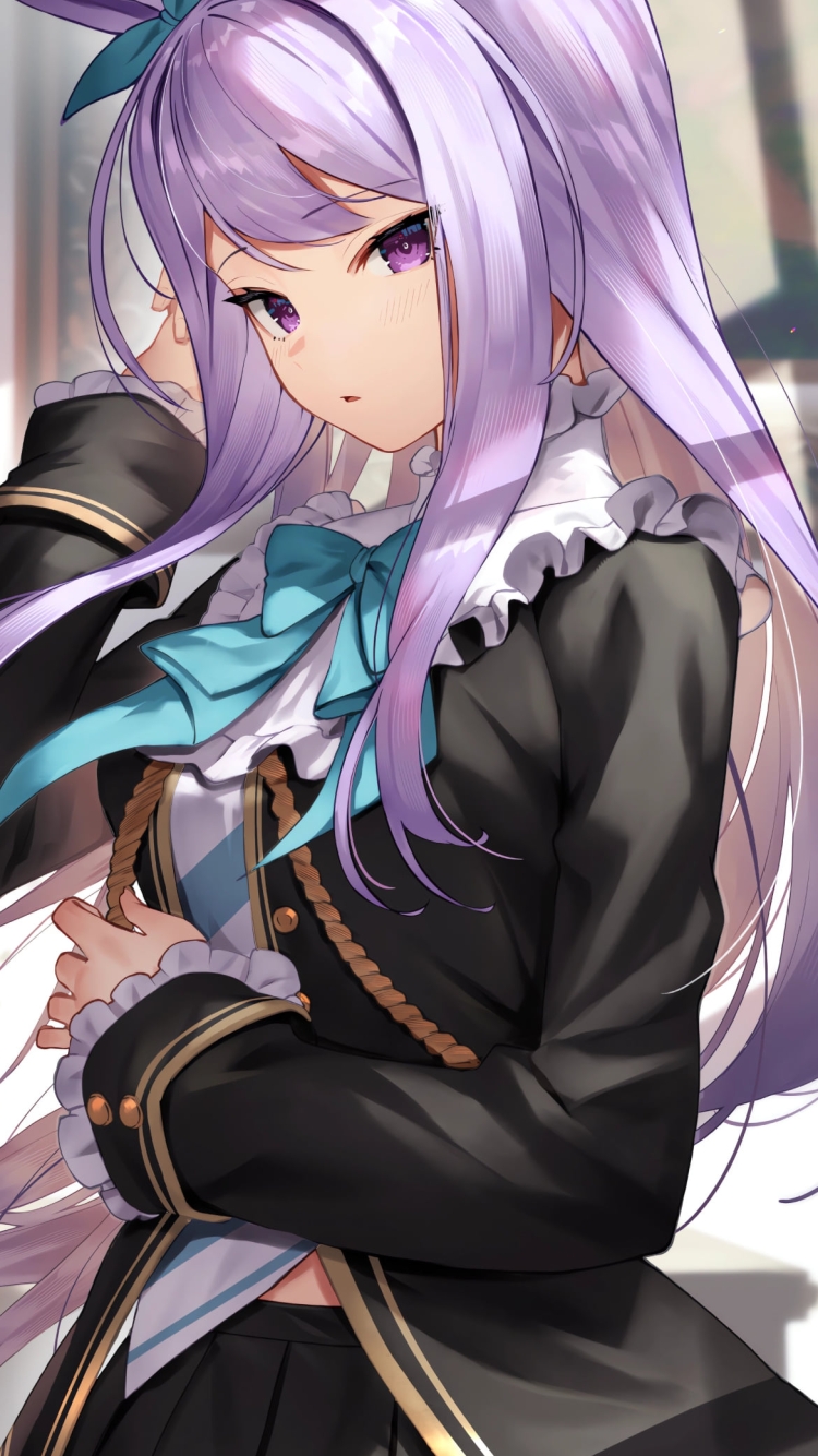 黒い衣装を着た綺麗なメジロマックイーン / ウマ娘プリティーダービーの750 x 1334 / スマホ壁紙