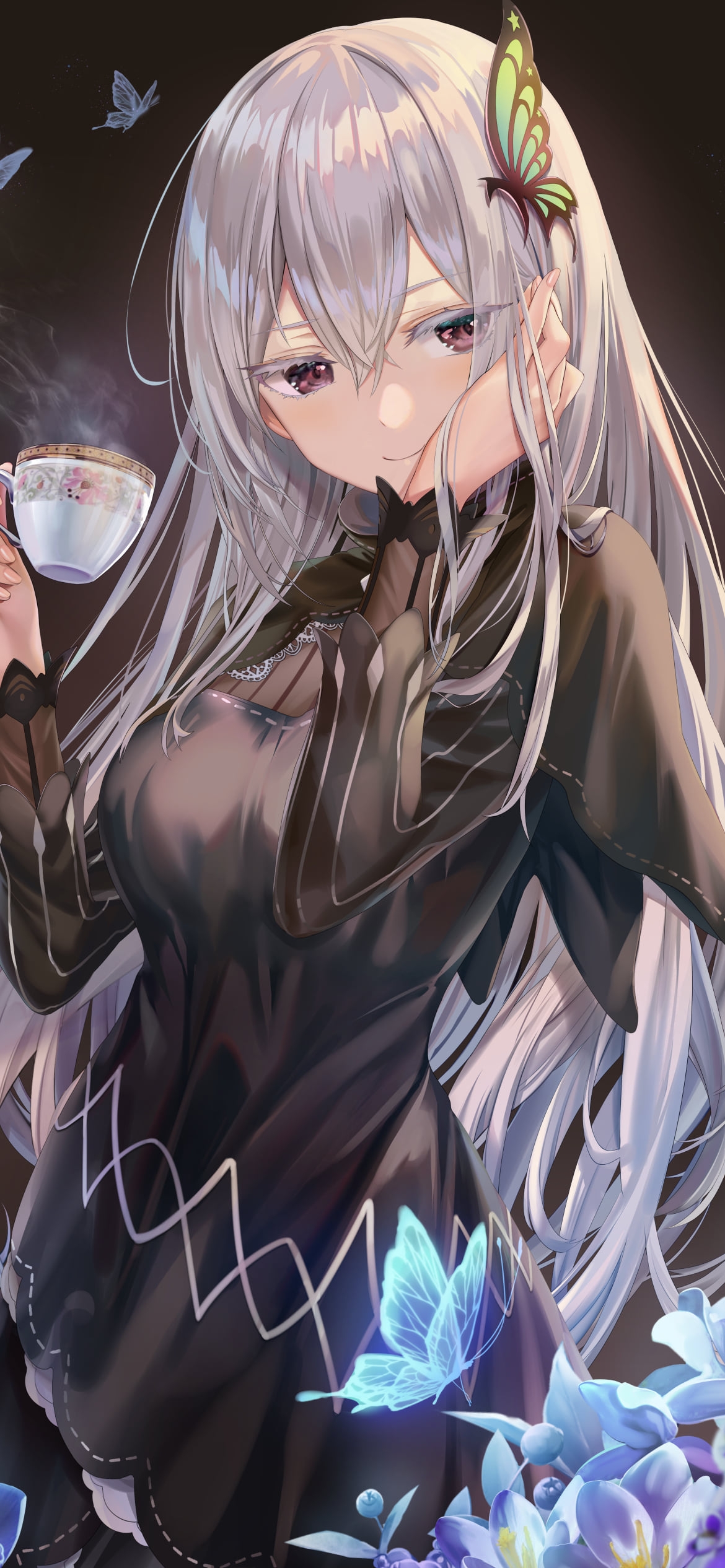 白いカップを持つ綺麗なエキドナ / re:ゼロから始める異世界生活の1170 x 2532 / スマホ壁紙