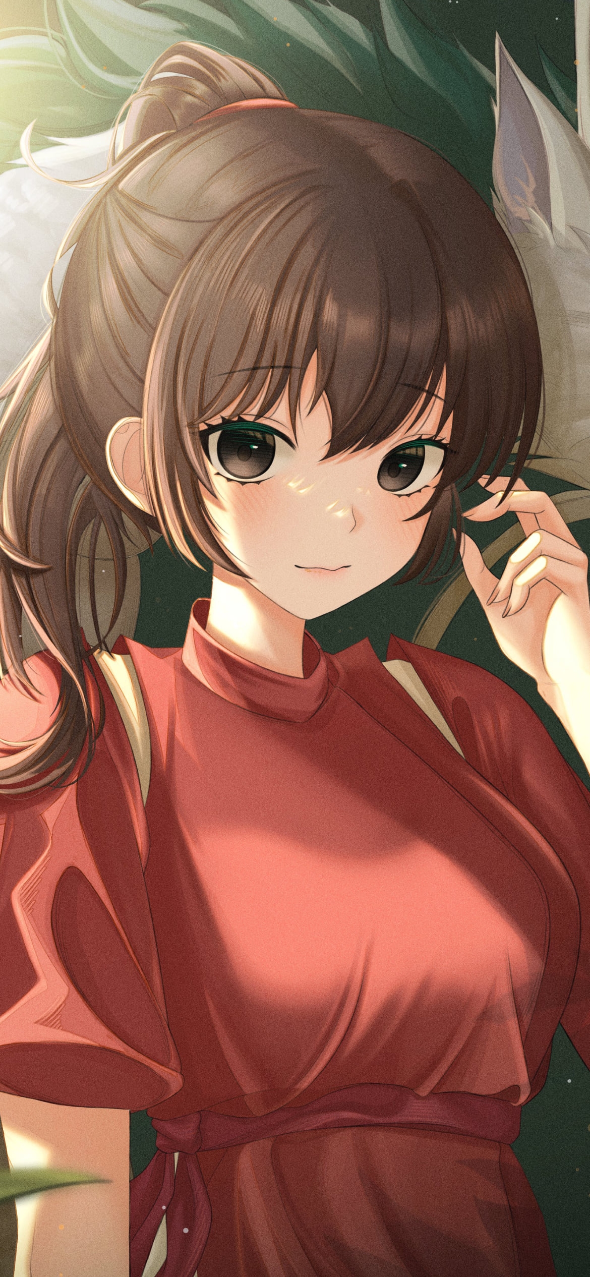 微笑む荻野千尋 / ハク / 千と千尋の神隠し / ジブリの1170 x 2532 / スマホ壁紙