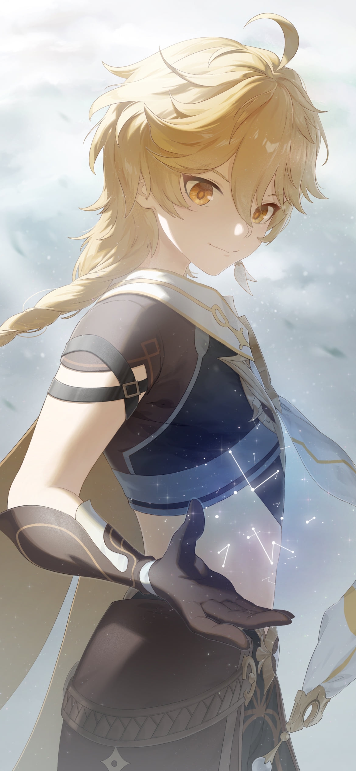 右手の上の星を見る空 / 原神の1170 x 2532 / スマホ壁紙