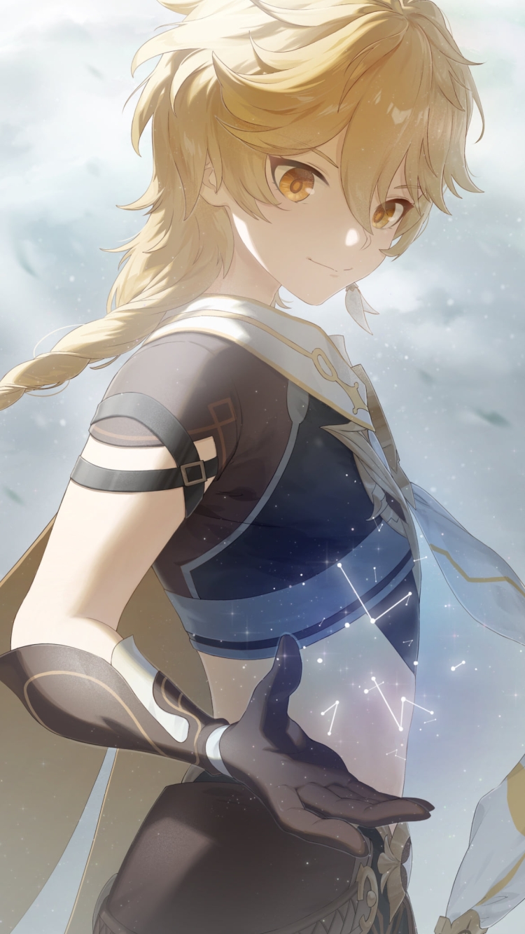 右手の上の星を見る空 / 原神の750 x 1334 / スマホ壁紙