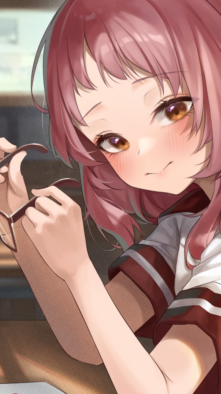 メガネを外してこちらを見る可愛い三重あい / 三重ちゃん / 好きな子がめがねを忘れたの750 x 1334 / スマホ壁紙