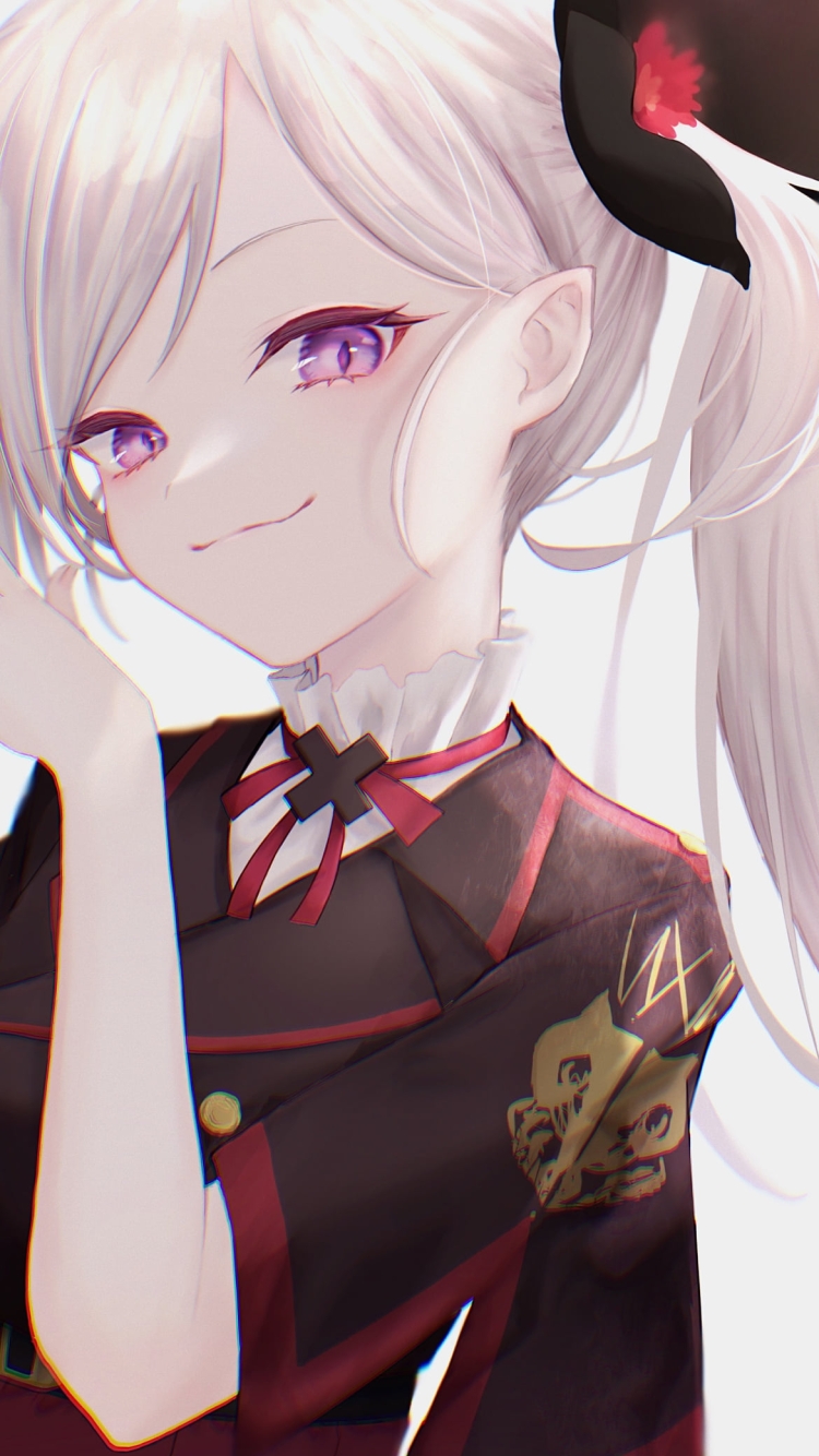 指を交わせ微笑む浅黄ムツキ (あさぎむつき) / ブルアカ / ブルーアーカイブの750 x 1334 / スマホ壁紙
