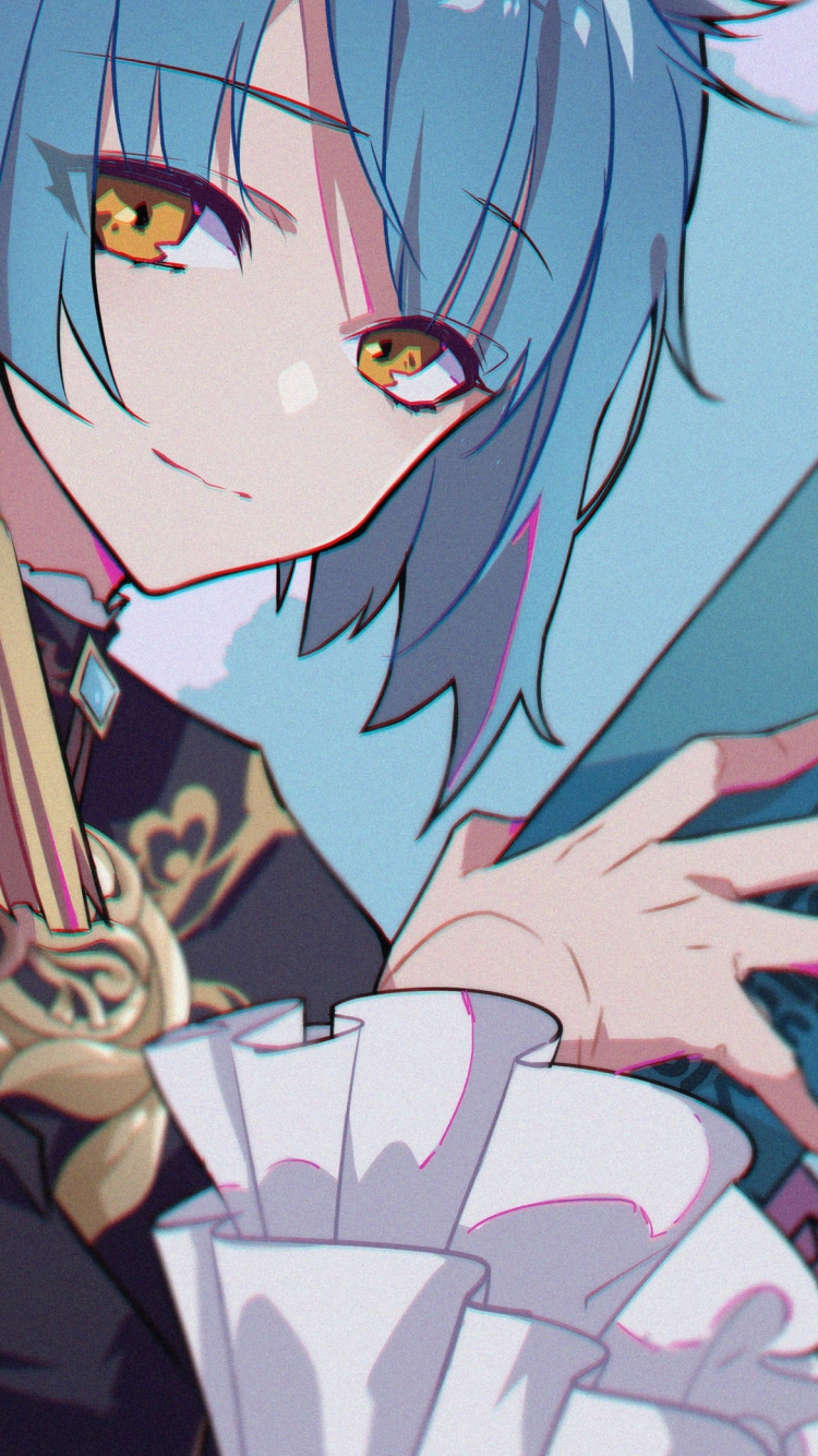 青い本を持つ行秋 / 青い髪 / 原神の750 x 1334 / スマホ壁紙