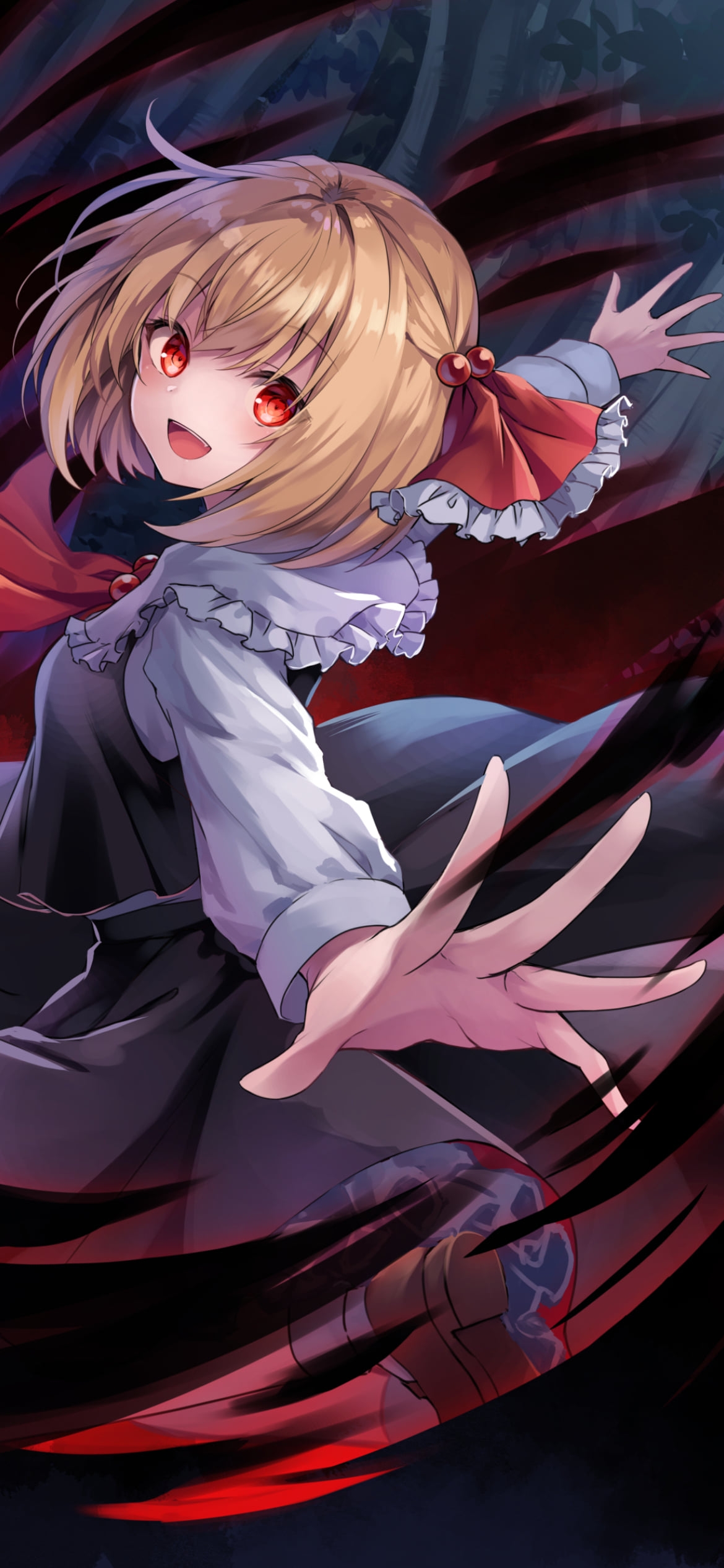 笑顔で両手を広げるルーミア / 東方の1170 x 2532 / スマホ壁紙