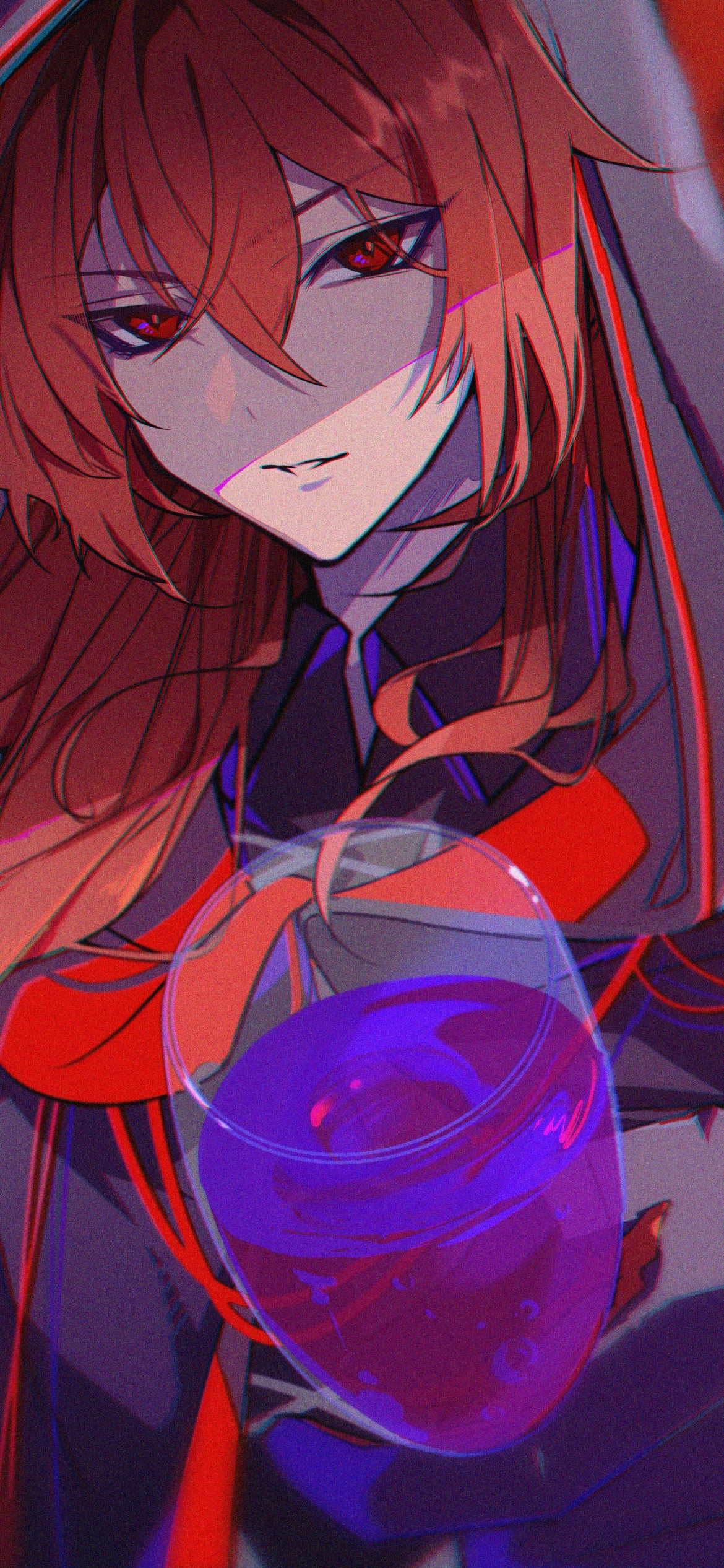 紫のワインを持つディルック・ラグヴィンド / 原神の1170 x 2532 / スマホ壁紙