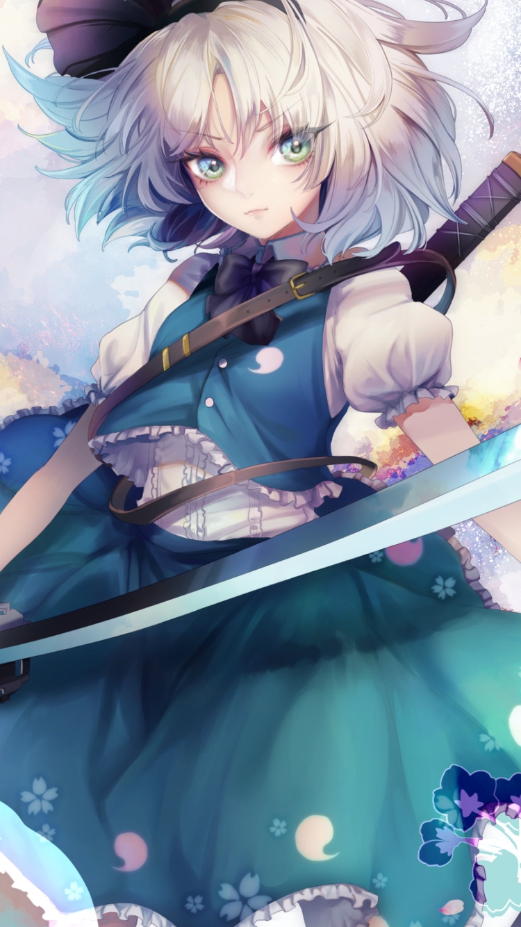 大きな剣を持つ魂魄妖夢 / 東方の750 x 1334 / スマホ壁紙