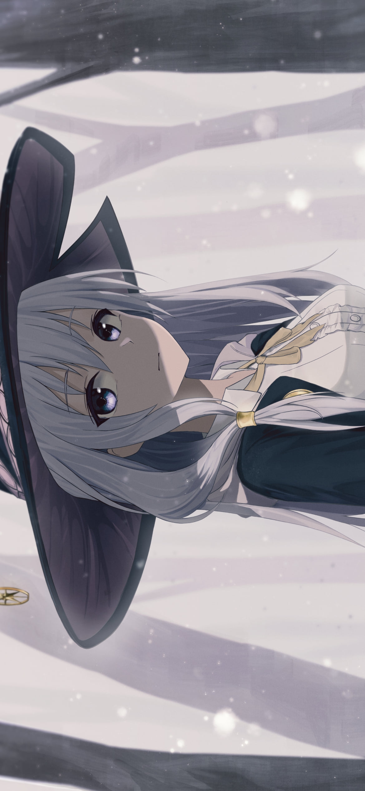 こちらを見つめるイレイナ / 雪が降る森 / 魔女の旅々の1170 x 2532 / スマホ壁紙
