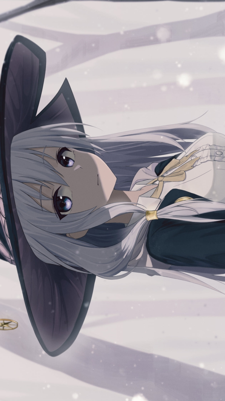こちらを見つめるイレイナ / 雪が降る森 / 魔女の旅々の750 x 1334 / スマホ壁紙