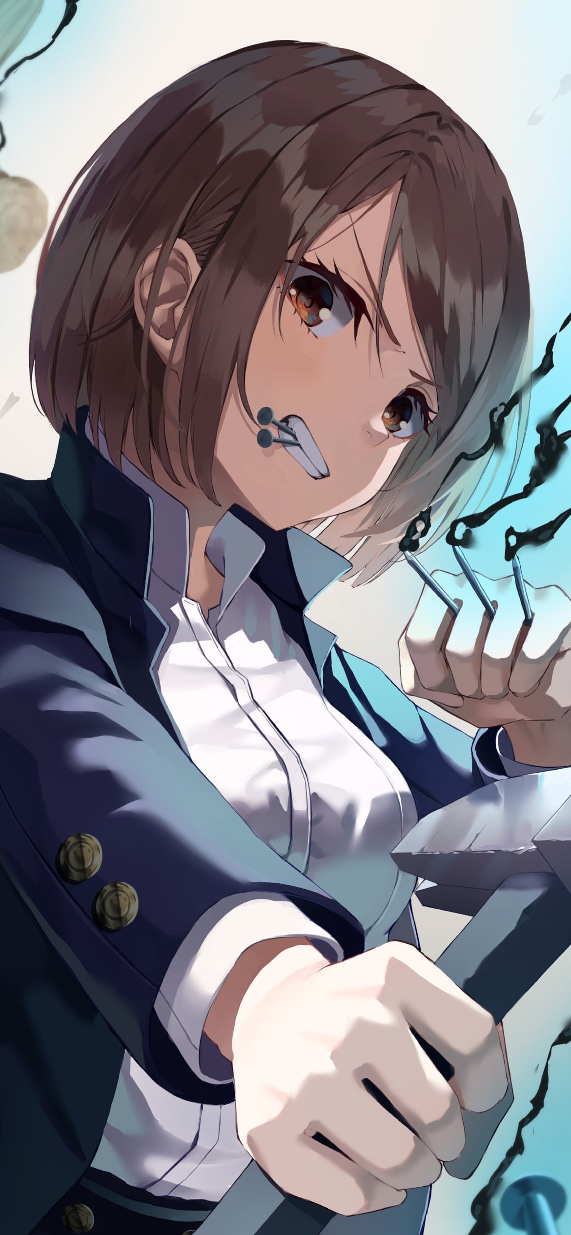 釘を咥える釘崎野薔薇 / 呪術廻戦の1170 x 2532 / スマホ壁紙