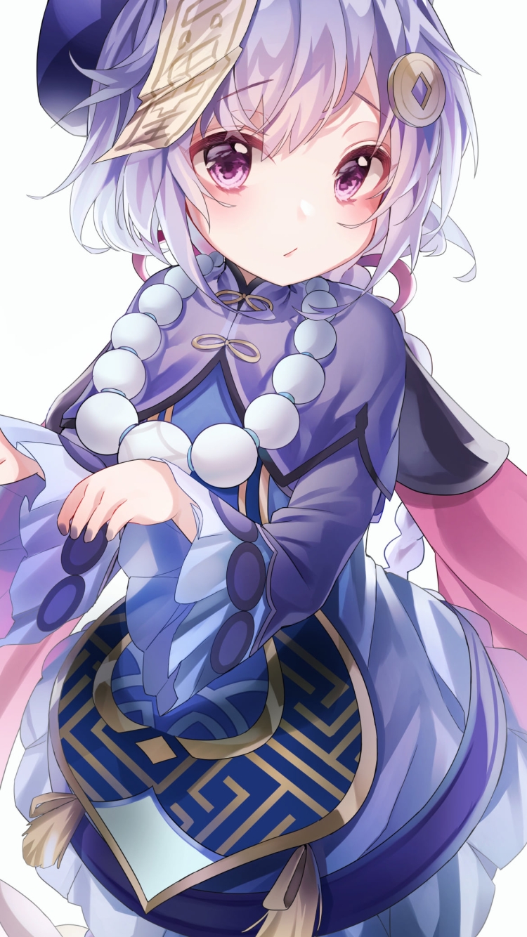 キョンシーポーズをするプニプニの七七 / 原神の750 x 1334 / スマホ壁紙