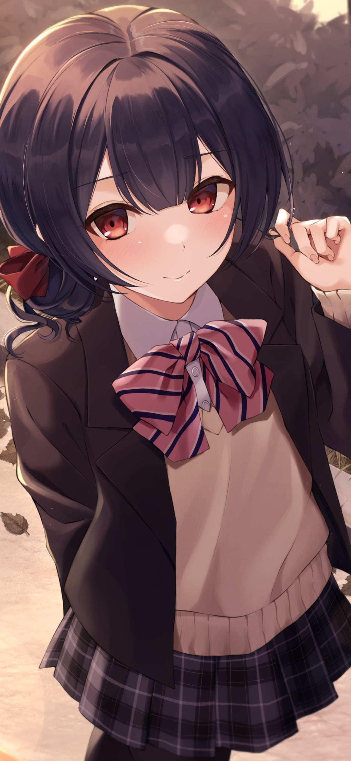髪を触るセーラー服の杜野凛世 (もりのりんぜ) / アイドルマスターシャイニーカラーズの1170 x 2532 / スマホ壁紙