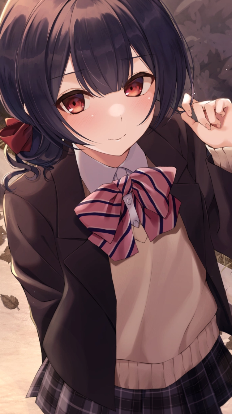 髪を触るセーラー服の杜野凛世 (もりのりんぜ) / アイドルマスターシャイニーカラーズの750 x 1334 / スマホ壁紙