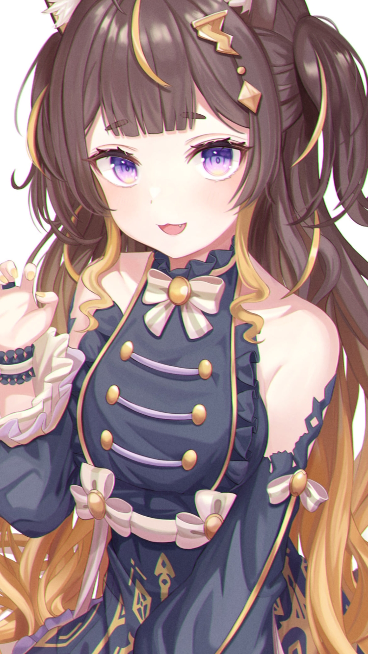 右手をかざす可愛い笑顔のアーニャ・メルフィッサ / ホロライブ / バーチャルYouTuber / Vtuberの750 x 1334 / スマホ壁紙
