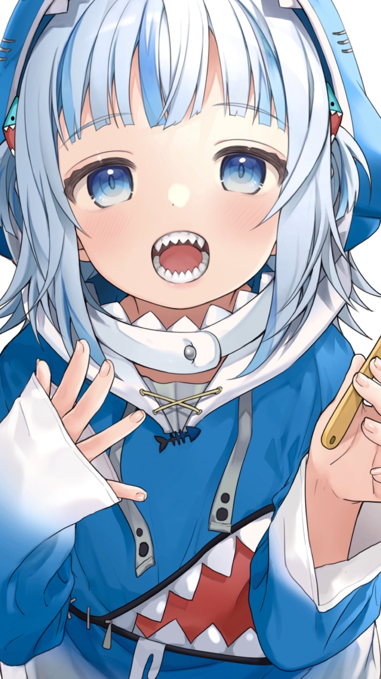 歯ブラシを持つかわいいがうる・ぐら / ホロライブ / バーチャルYouTuber / Vtuberの750 x 1334 / スマホ壁紙