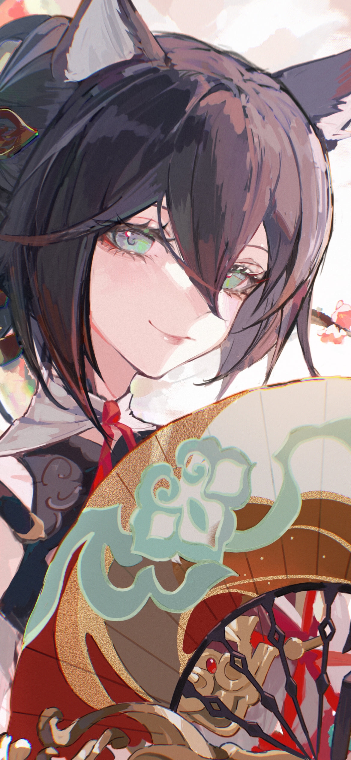 扇子を持ち微笑む停云 / 崩壊:スターレイルの1170 x 2532 / スマホ壁紙