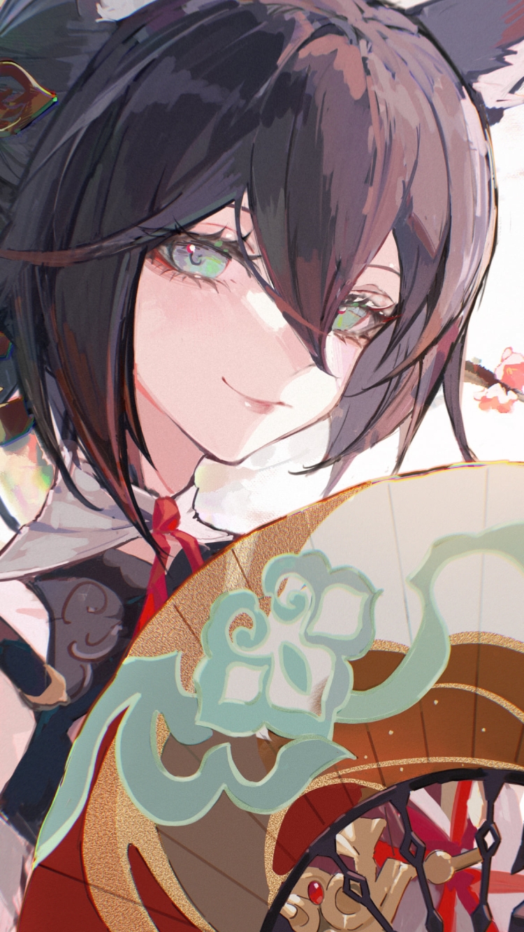 扇子を持ち微笑む停云 / 崩壊:スターレイルの750 x 1334 / スマホ壁紙