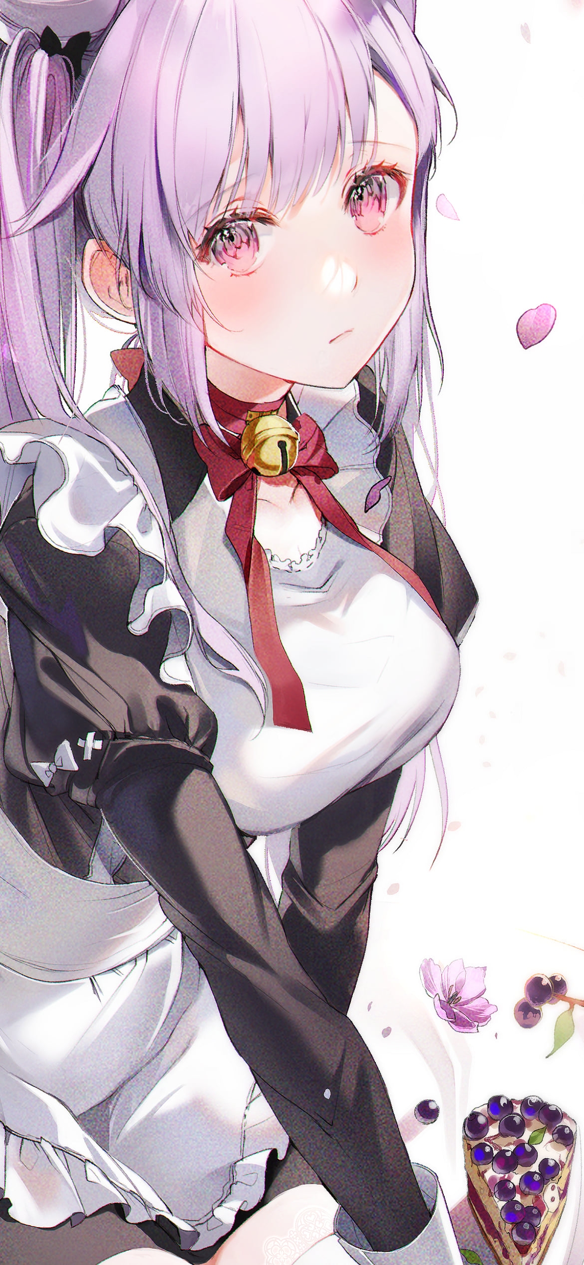 メイド姿の可愛い刻晴 / ブルーベリーケーキ / 原神の1170 x 2532 / スマホ壁紙