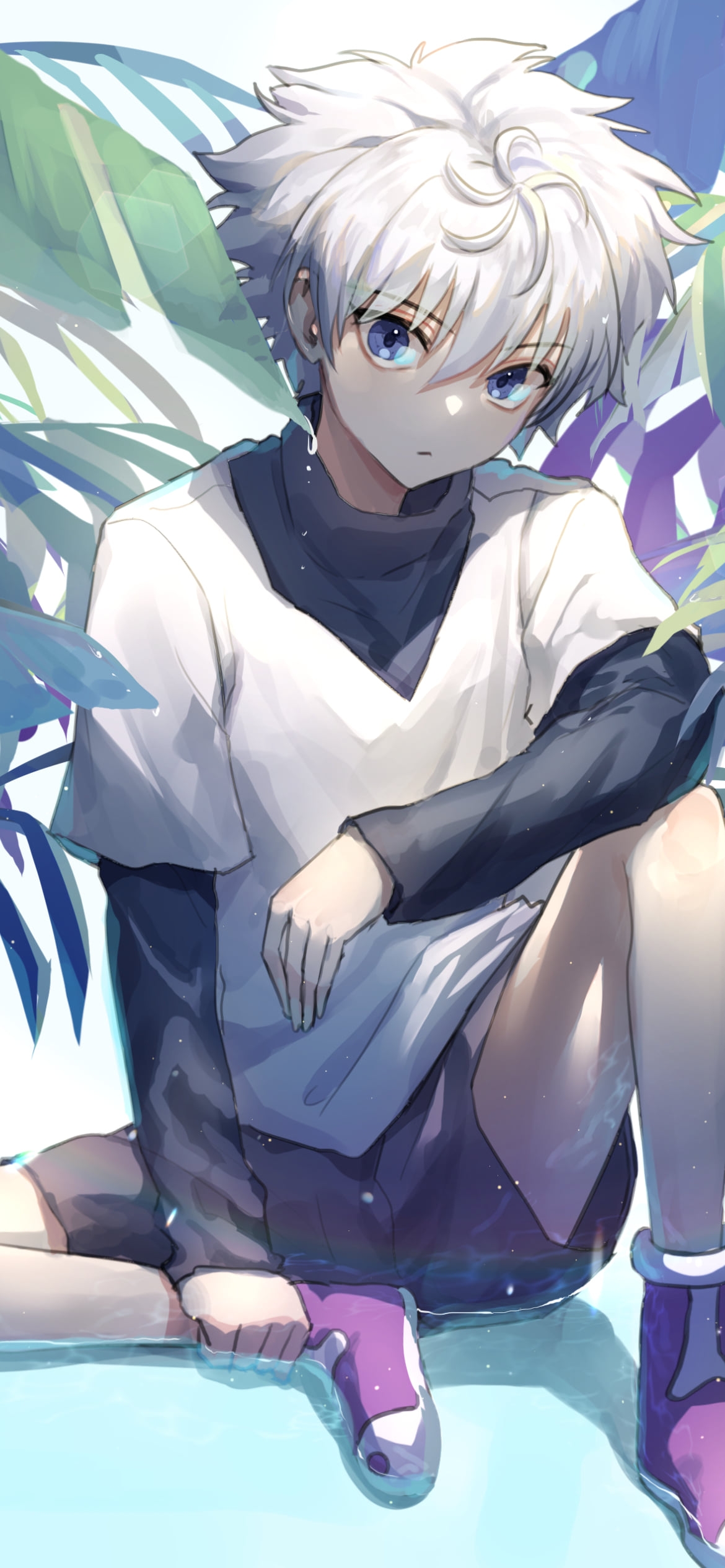 立膝をつくかっこいいキルア=ゾルディック / ハンターxハンターの1170 x 2532 / スマホ壁紙